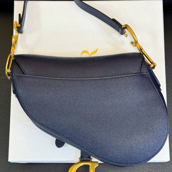 Christian Dior Saddle Bag Deep Ocean Blue Grained Calfskin - Picture 4 of 13